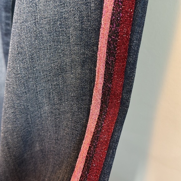 MOTHER High Waisted Looker Here Kitty, Kitty Glitter Racer Stripe Jeans 28 - Picture 7 of 13